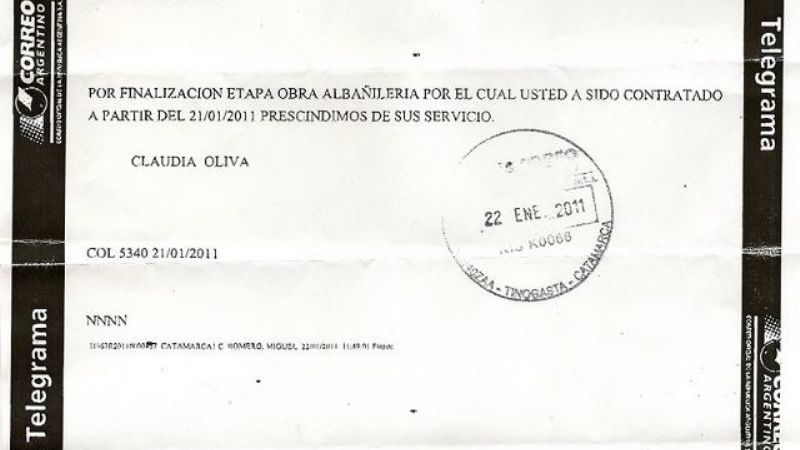 Empresa de construcción despidió a 16 empleados