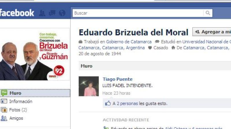 Facebook: Aseguran que Brizuela del Moral es trucho 