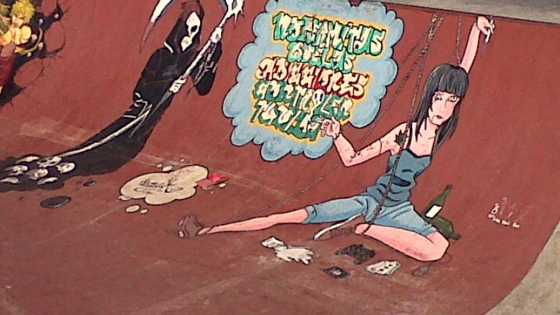 Murales alusivos a las drogas en el Parque de los Niños