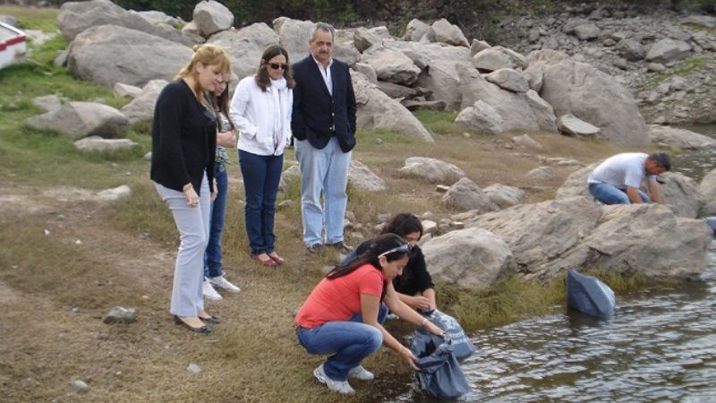 Siembran alevines de pejerrey en los diques Pirquitas, El Jumeal, La Cañada 