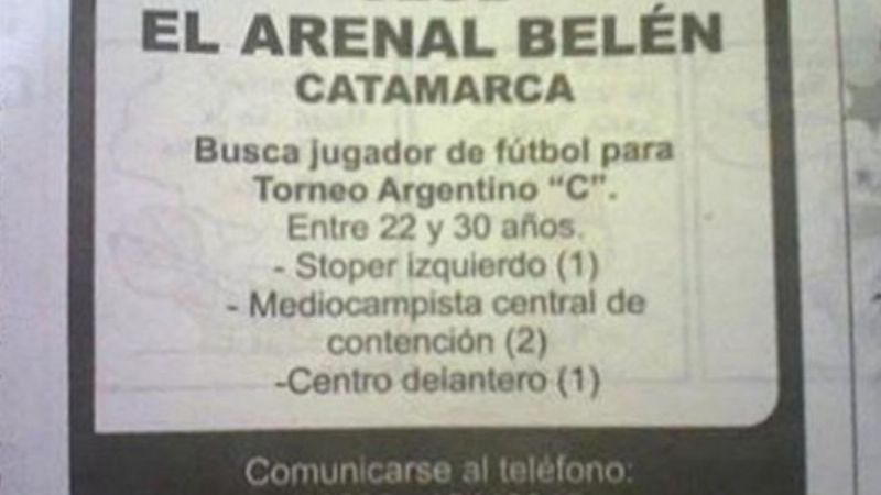 Medios nacionales publican que en Catamarca piden jugadores por clasificados