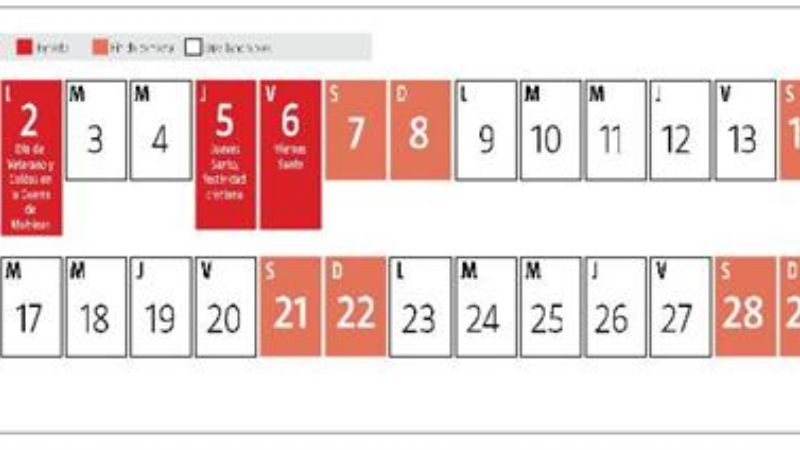 Abril llega con récord de feriados