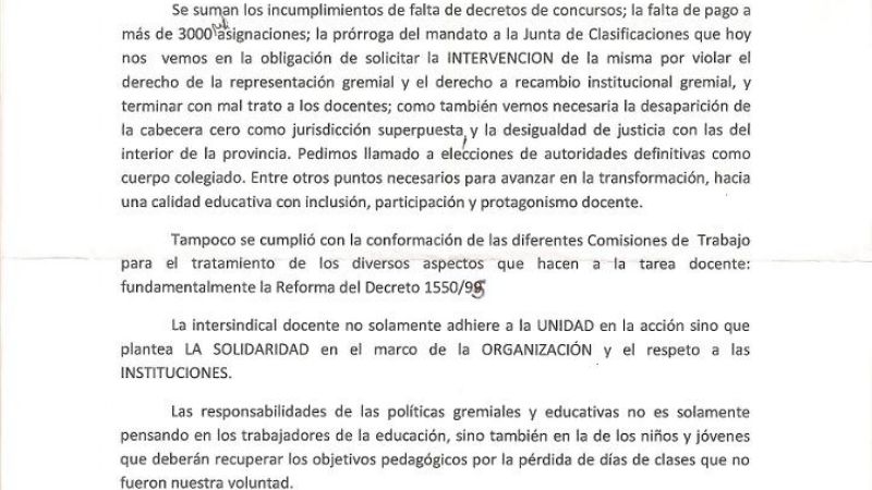 La Intersindical docente va al paro