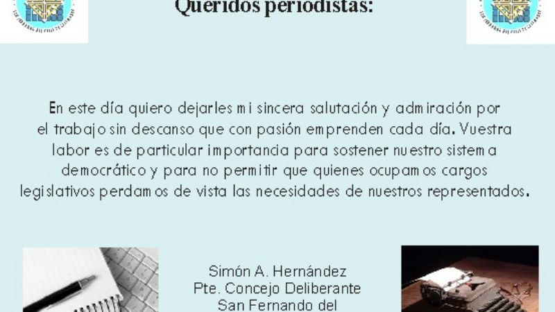 El Concejo Deliberante de la Capital saluda a los periodistas