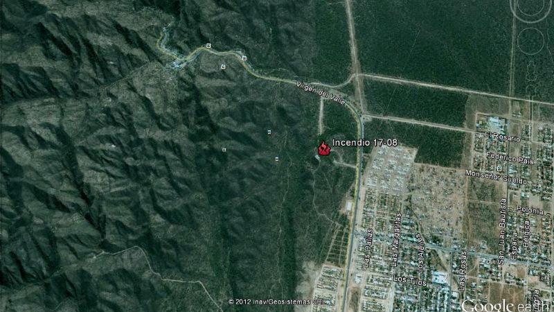 Incendio forestal camino a La Gruta 