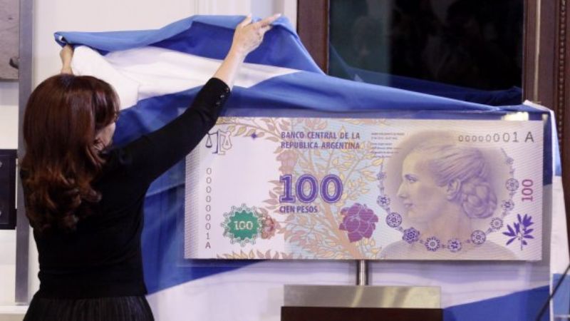 Ya está el primer millón de billetes de cien pesos con la cara de Eva Perón 