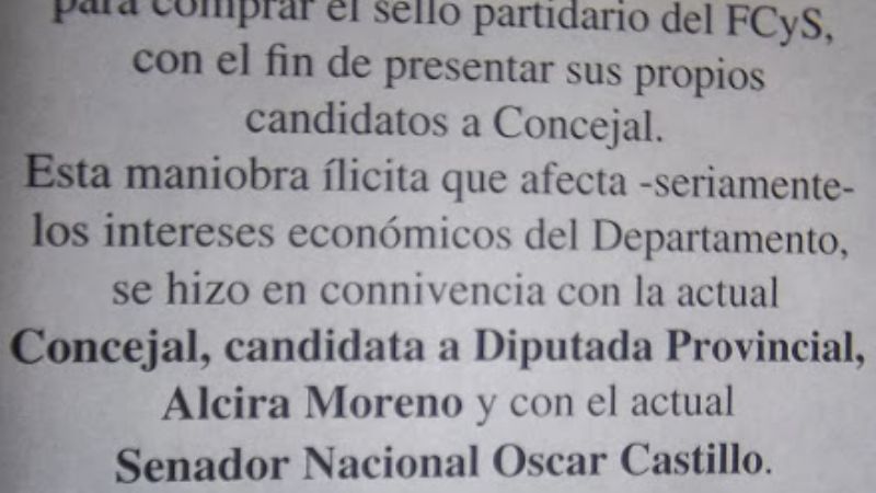 Denuncian que Paez puso sus candidatos a cambio de $600.000
