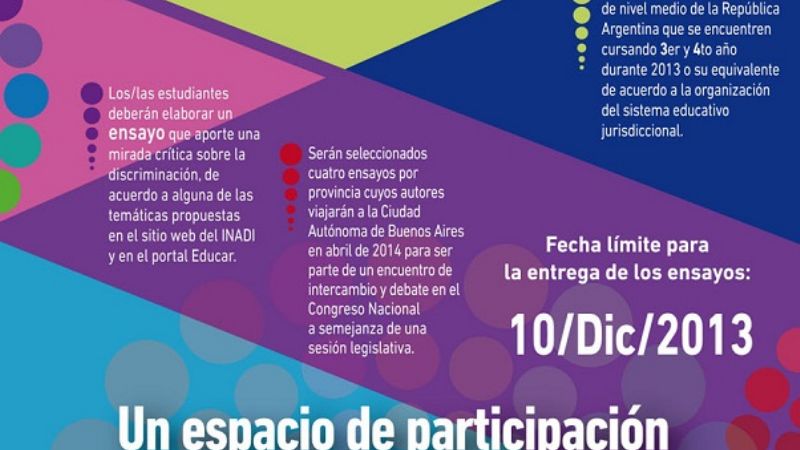 El INADI convoca a jóvenes de todo el país