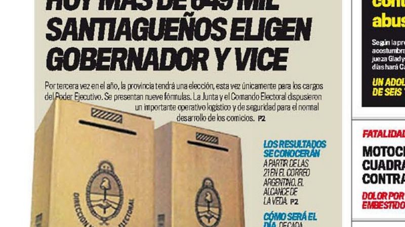 Casi 650 mil santiagueños están eligiendo gobernador