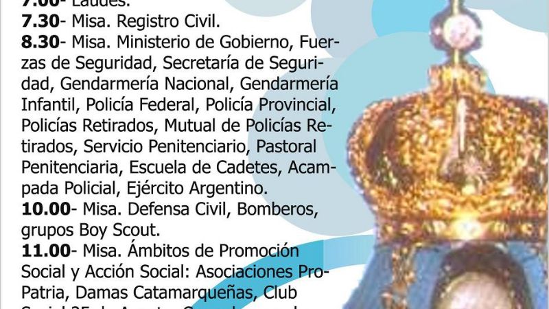 Programación para hoy por las festividades en honor a la Virgen del Valle