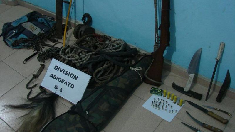 Secuestran dos terneros, una carabina y demás elementos