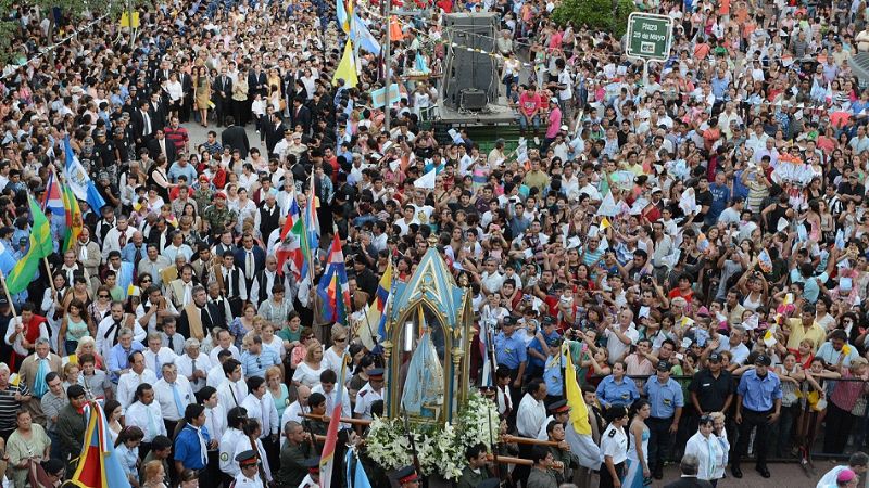 Televisación de la procesión de la Virgen