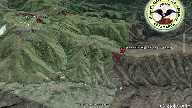 Incendio forestal en la cumbre del cerro Ambato