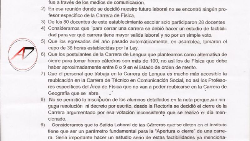 Jóvenes fiambalenses piden que no se cierre la carrera de Física en el IESF