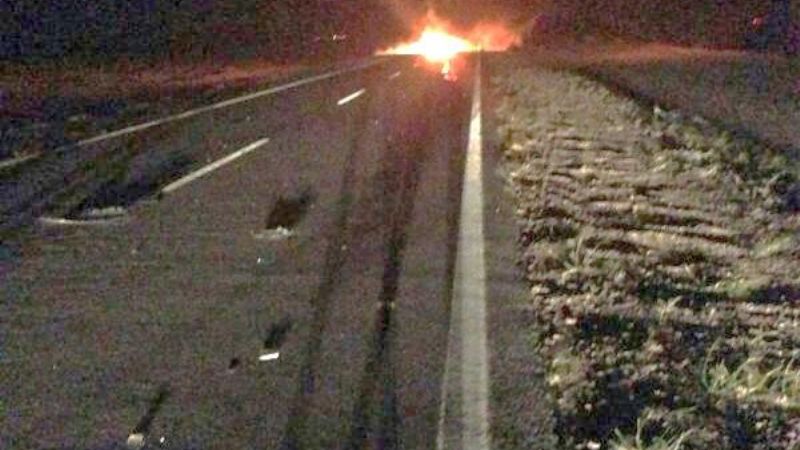 Vehículo chocó con una vaca y se incendió