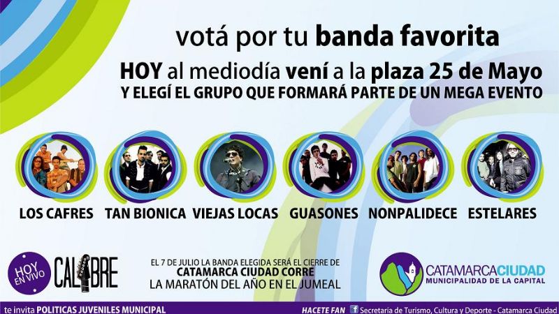 Mañana “Votá por tu banda favorita” en la plaza 25 de Mayo