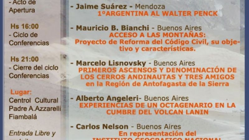 Programa para el "Encuentro de Montaña" en Fiambalá