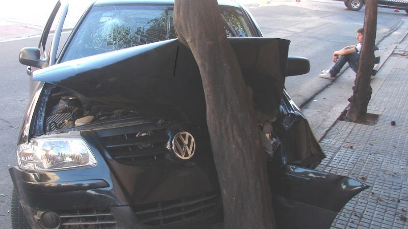 Un auto chocó contra un árbol