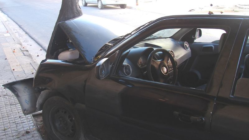 Un auto chocó contra un árbol