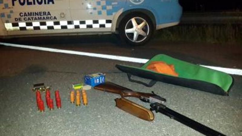  Secuestran escopeta y cartuchos en control caminero