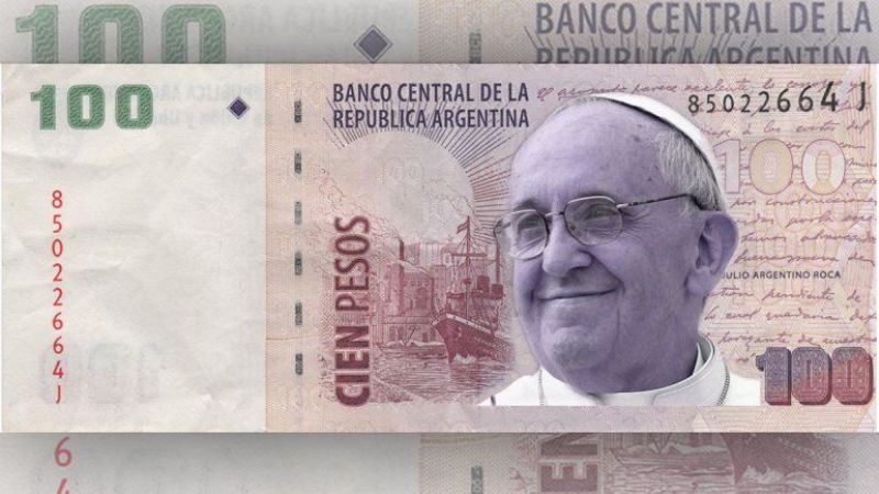 Proponen emitir billetes con la imagen del Papa Francisco