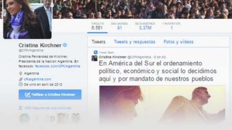 La Presidenta, entre los 10 políticos más seguidos en Twitter