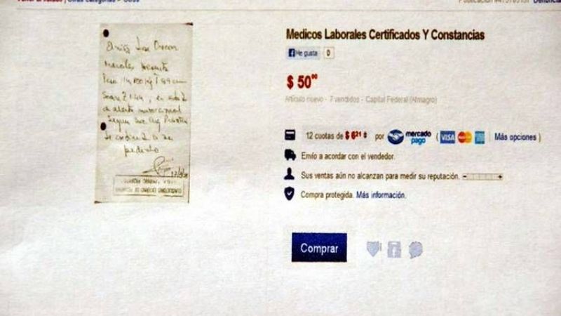 Vendían certificados médicos truchos por internet