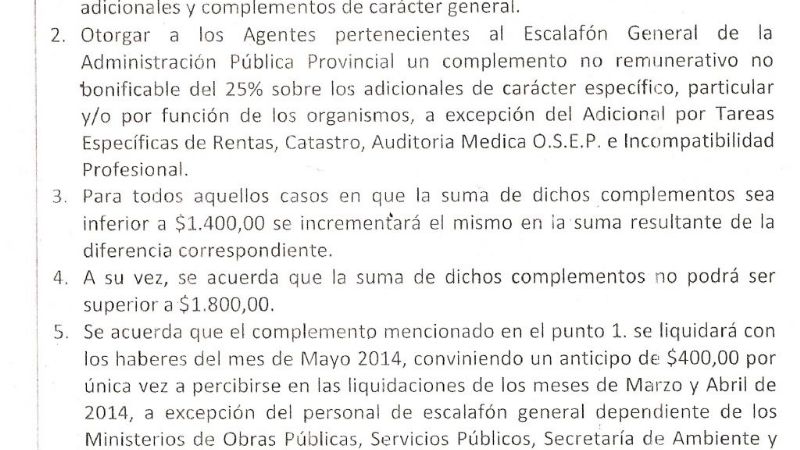 El documento firmado por UPCN por el 25%
