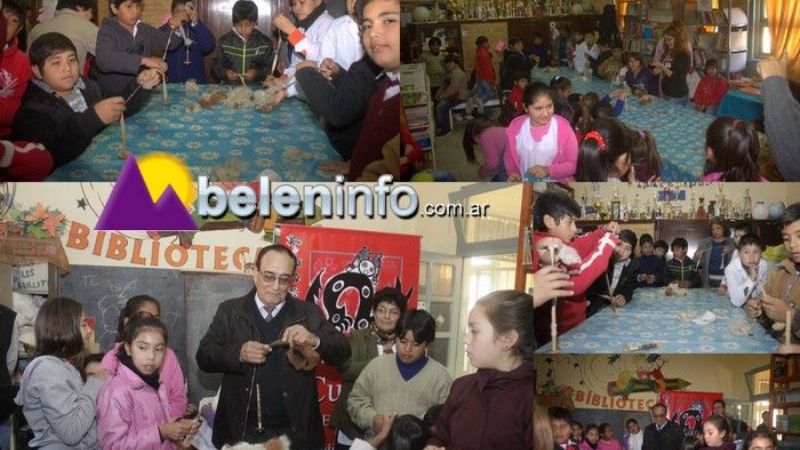 Taller de Hilado y Urdido para alumnos primarios en Belén