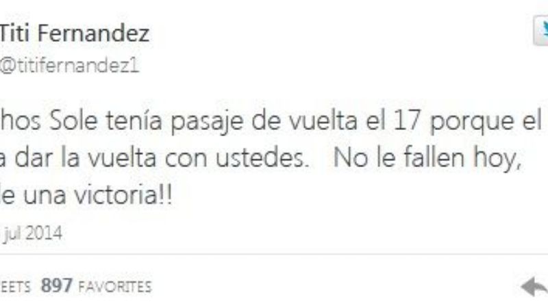 "Tití" le pidió a la selección un triunfo por su hija