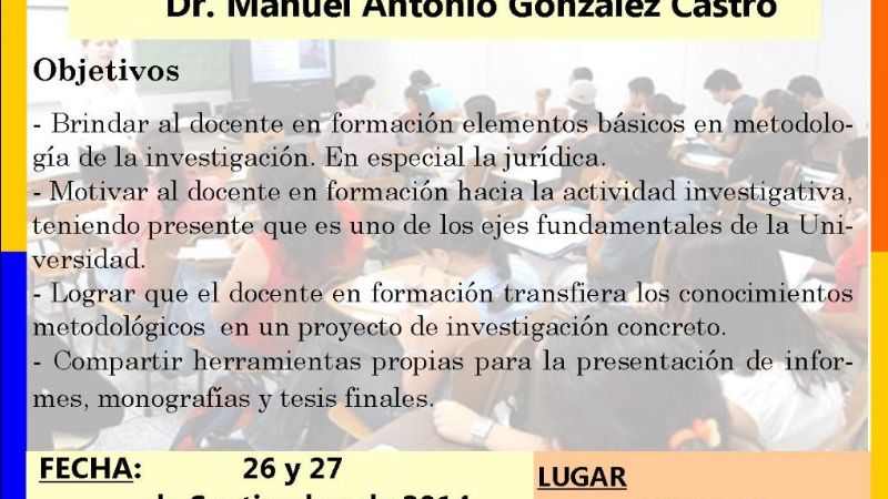 Dictarán Posgrado sobre Metodología de la Investigación