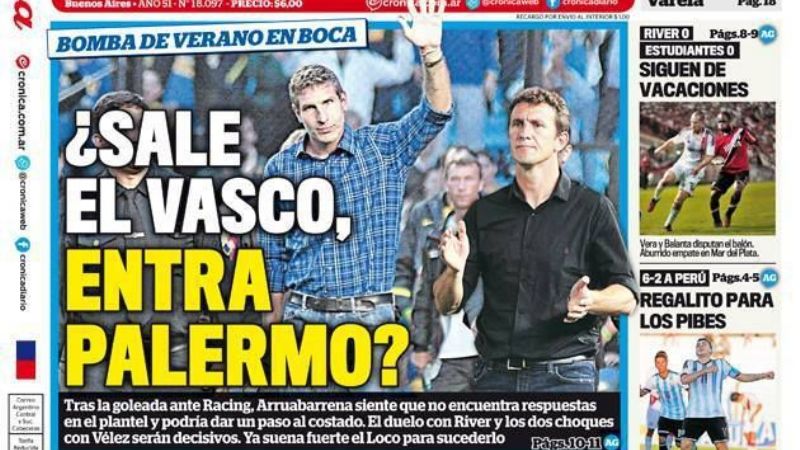 ¿Sale el Vasco, entra Palermo, en Boca?
