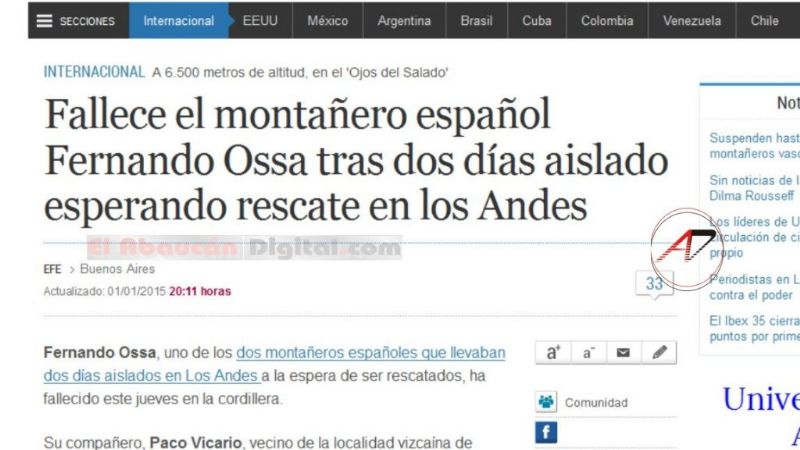 Repercusión y conmoción en España por la muerte del andinista en Catamarca