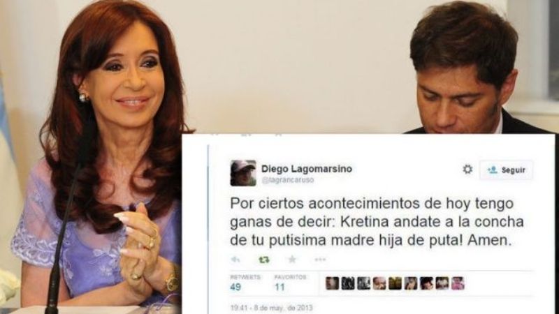 Sin nombrarlo, Cristina aludió a un tuit de Lagomarsino en el que la insulta
