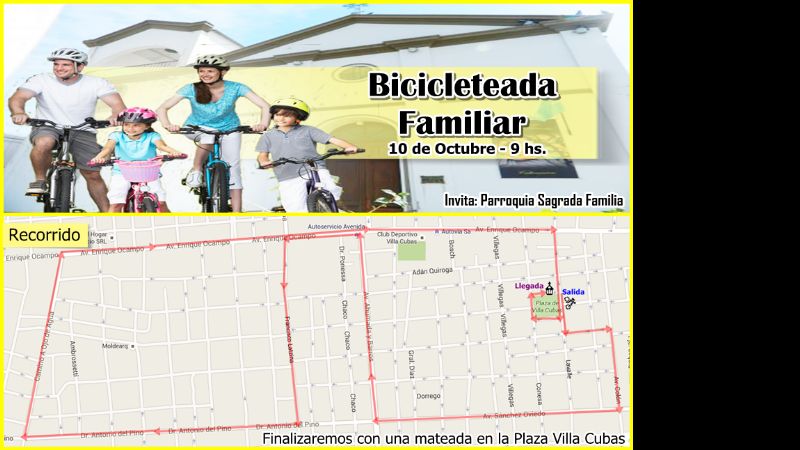 Invitan a participar de una bicicleteada familiar