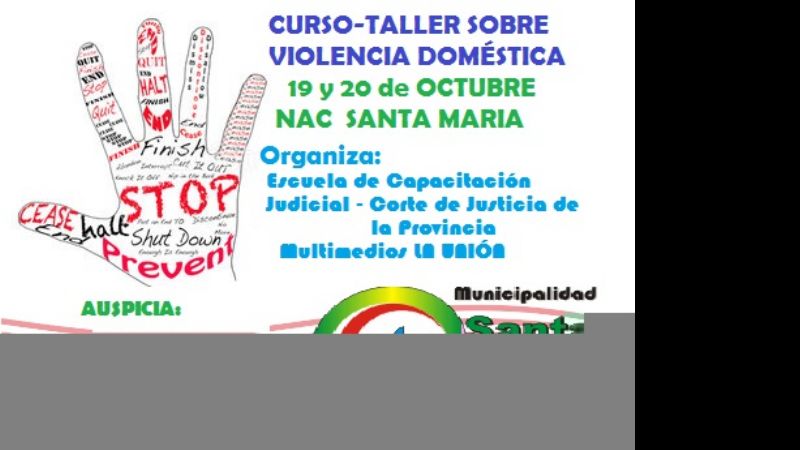 Santa María será sede de un curso-taller sobre violencia doméstica