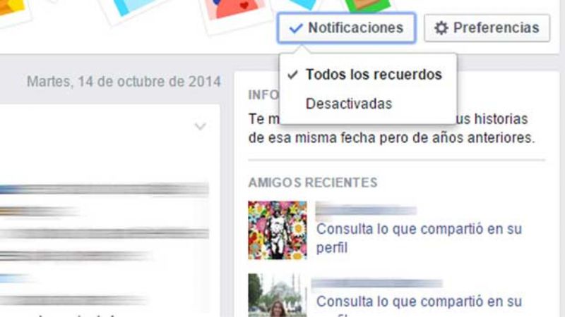 Cómo desactivar el "qué pasó un día como hoy" de Facebook