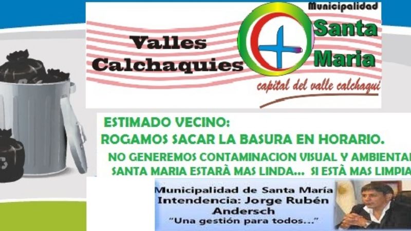 Por el asueto, no habrá recolección de residuos en Santa María