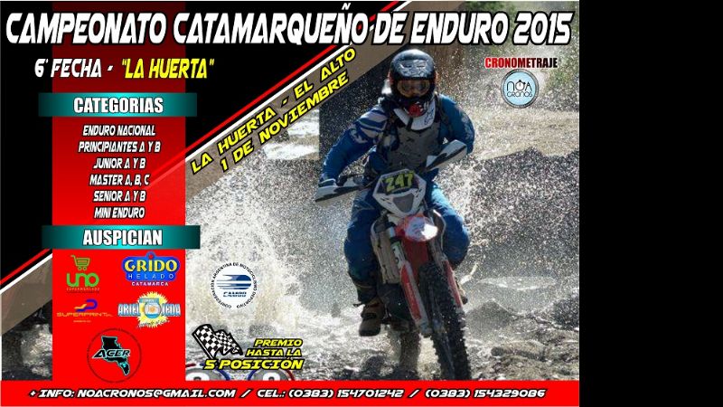 La 6ta. del Enduro Catamarqueño, este domingo en La Huerta, El Alto