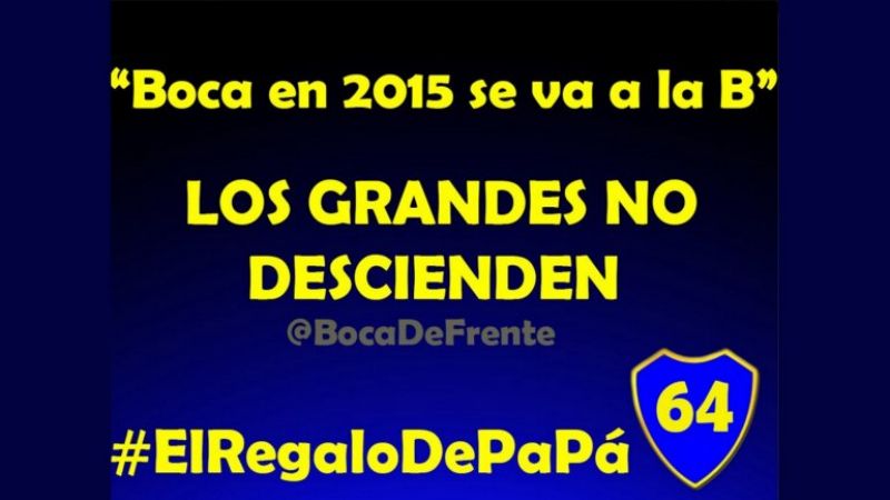 Los fanáticos de Boca festejaron con afiches “dedicados” a River