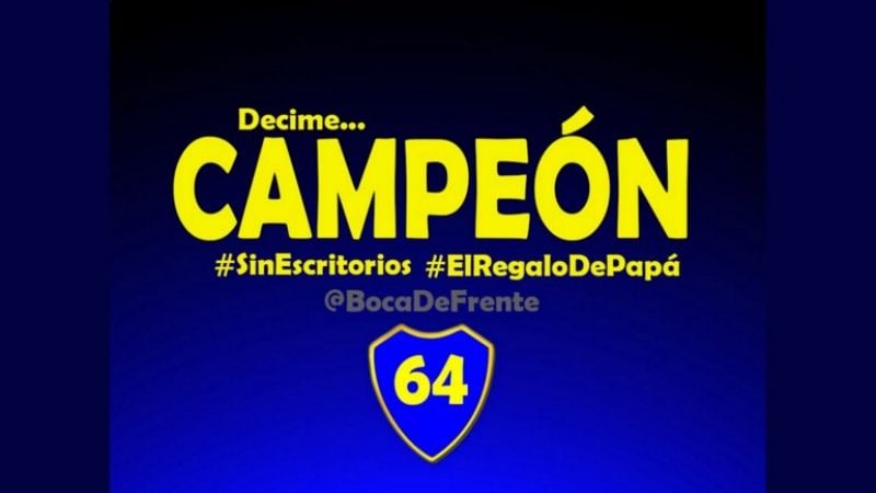 Los fanáticos de Boca festejaron con afiches “dedicados” a River