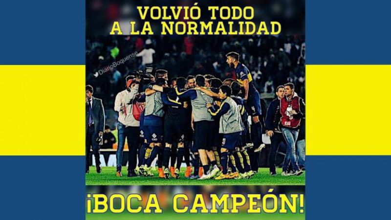 Los fanáticos de Boca festejaron con afiches “dedicados” a River