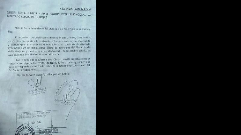 Jalile debe renunciar a los fueros y podría ser procesado por la Justicia