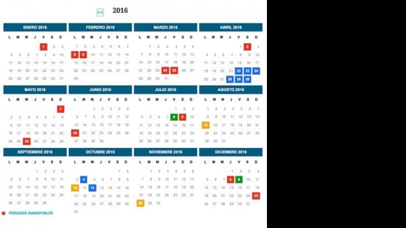 ¿Cómo será el calendario de feriados de 2016?