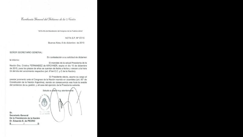 Cristina concluye su mandato cuando Macri jure ante la Asamblea Legislativa