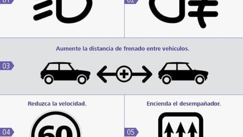 Advierten por calzadas húmedas y por presencia de animales sueltos