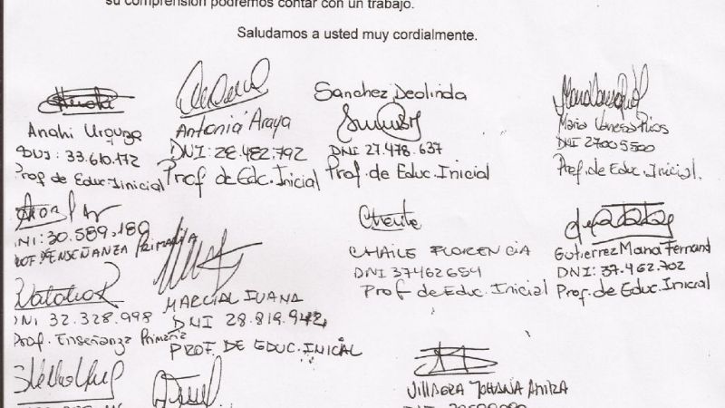 Docentes a favor de la disposición N°12