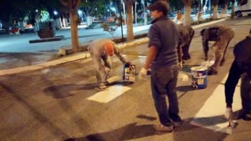 Nueva señalización horizontal en la ciudad de Santa María