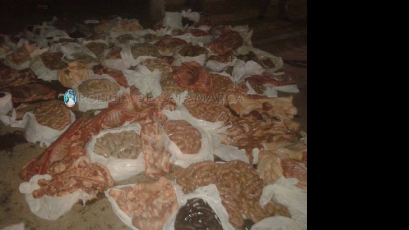 Decomisan gran cantidad de embutidos y carne de cerdo en Capayán