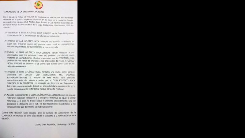 Boca perdió la serie con River, pero no sufrió una sanción tan grave